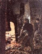 Self-Portrait with Worker near the Steam-hammer Adolph von Menzel